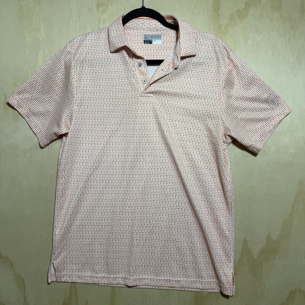 PGA Tour Pro Series Golf Polo Shirt Mens S Orange White Athletic Fit